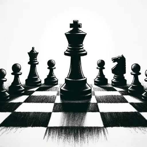 Chalk illustration of a hand making a strategic chess move