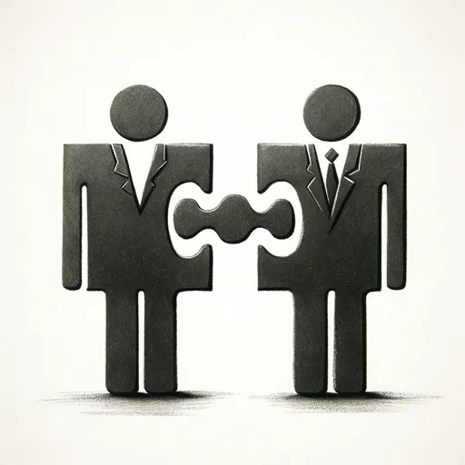 Chalk illustration of two figures connected by a puzzle piece